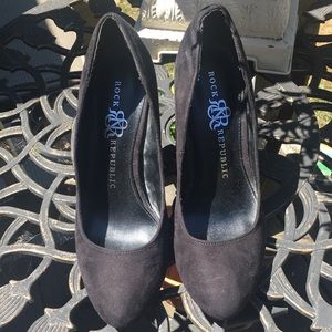 Rock Republic Womens Shoes Black Closed Suede Slim Pumps 4" Heels Size 6.5